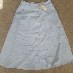 Francesca's Blue Striped Midi Skirt